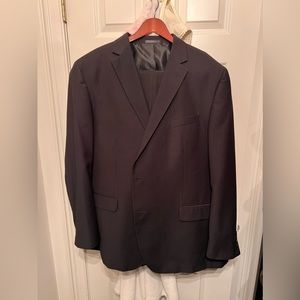 Geoffrey Beene black pinstripe suit, 50L, pants 40/30.